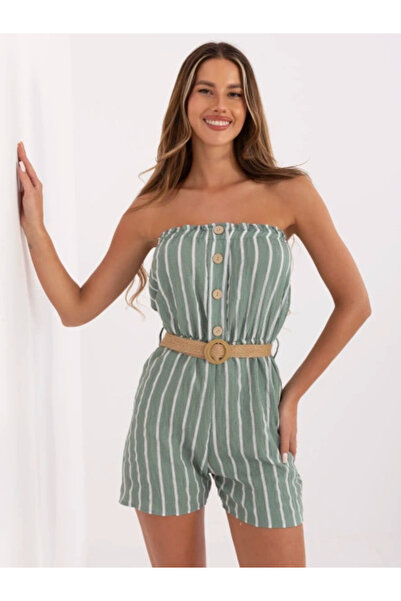 rue parıs Women's Jumpsuit, RUE PARIS, Polyester, Stripes, Pistachio, model 3...