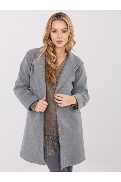 Moda Italy Palton Dama, MODA ITALY, Poliester, Maneca lunga, Gri inchis, mode...
