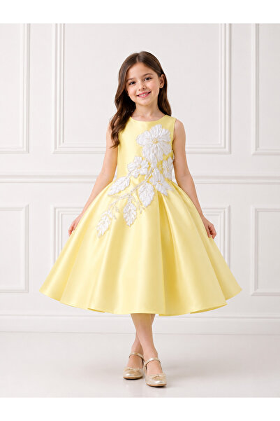 Moky Dizayn Children's Dress with Embossed Roses