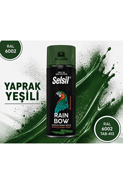 Selsil RAİNBOW AKRİLİK SPREY BOYA YAPRAK YEŞİLİ RAL 6002 (400 ML)