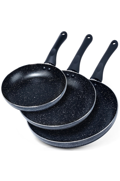 Vilde Set de 3 tigăi din granit pentru prăjit și gătit, dimensiuni 20, 24, 28 cm