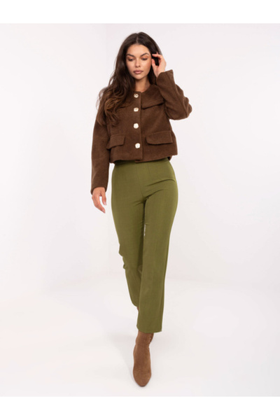 rue parıs Women's Pants, RUE PARIS, Polyester, Elegant, Olive, model IT-SP-FL...