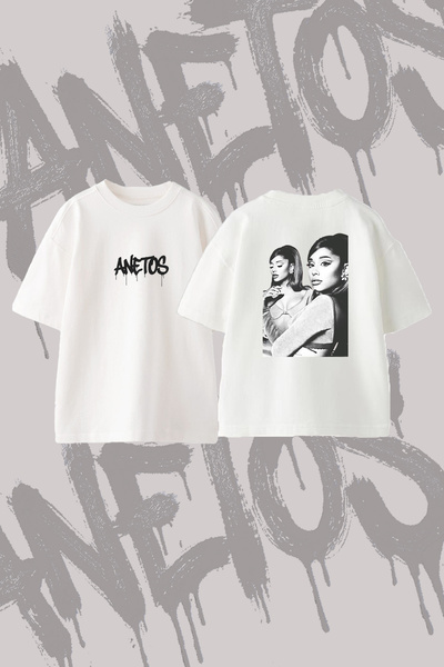Anetos Ariana Grande_55 Design Back Printed Cotton White Oversize T-Shirt