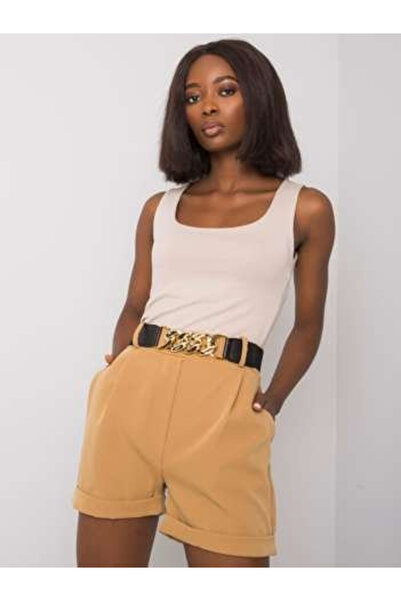 Italy Moda Pantaloni Scurti Dama Poliester, ITALY MODA, Camel Casual Marimi Mari
