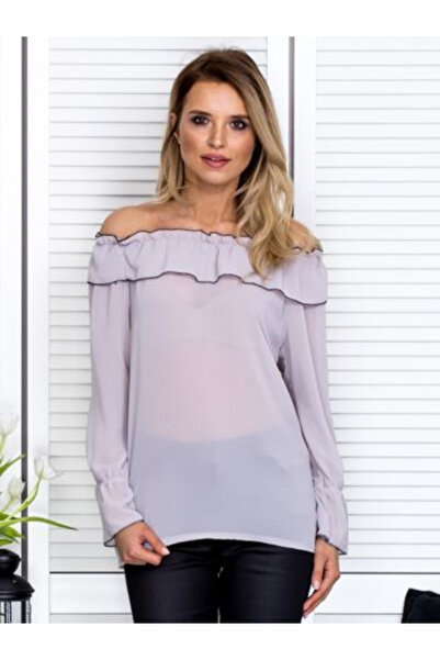 Italy Moda Bluza Dama Maneca lunga, Elegant, ITALY MODA, Gri de Petrecere Mod...
