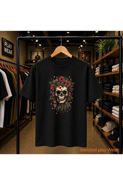 playwear Tricou cu imprimeu Çicekli KuRU Head, 100% bumbac, supradimensionat,...