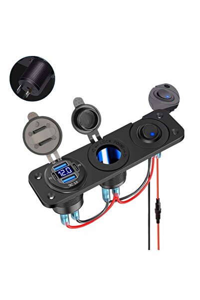 NO BRAND Priză de încărcare auto cu splitter pentru brichetă 12V și panou USB...