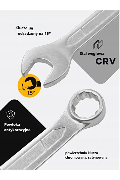 Jcb Set de chei fixe dublu-față, satinate, CR-V, 5 piese, 33-50mm