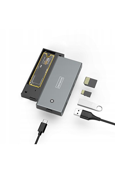 NO BRAND Carcasă pentru SSD M2 NVME PCIE SATA USB-C TF SD Adaptor HUB Buzunar...