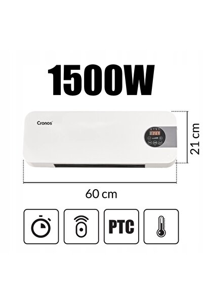 Cronos Radiator electric cu aer cald, montat pe ușă/fereastră, 1500W + teleco...
