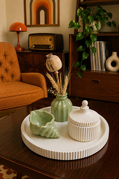 Zigzag Home Decorative Bohemian Style 4-Piece Vase Set Striped Tray Striped V...