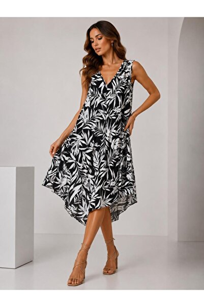 ASL WOMAN V-Neck Patterned Dress
