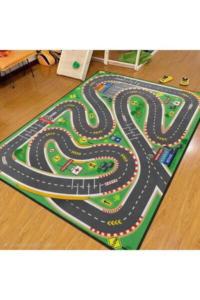 Generic Kids Car Track Play Mat – 100×150 cm Soft Racing Road Rug