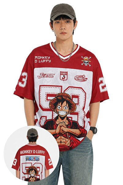 Fuddy Moda Unisex One Piece Luffy 23 Forma, Oversize Anime Temalı Jersey Tshirt