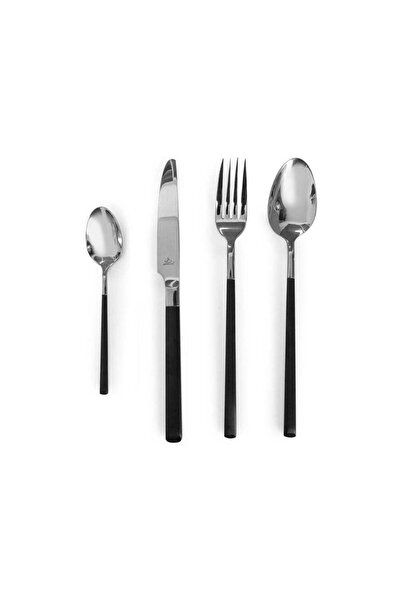 Arshia Stainless Steel Cutlery Set 24 pcs Silver & Black