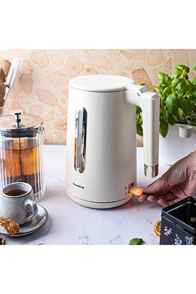 Klausberg Fierbător electric, 1.7 L, Oțel crem