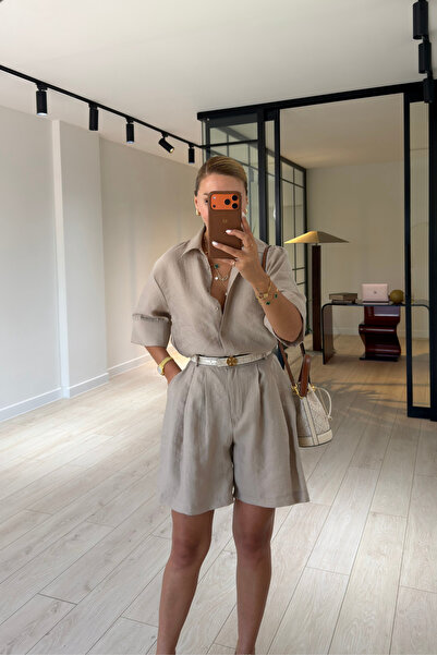 Sezgi Tekin Stone Pleated Shorts / Shirt Tencel Modal Set