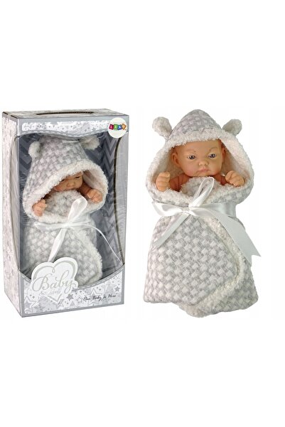 LeanToys ND24_12394 Păpușă Sweet Baby Becik Gri Kokardk