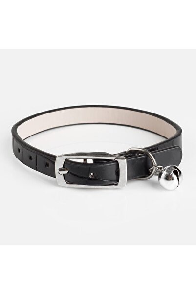 Zâna Casei Black Faux Leather Collar with Bell for Cats 28cm