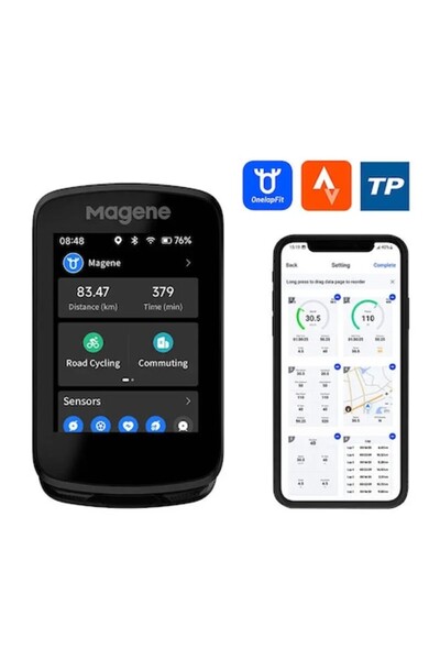 Magene Ciclocomputer C606, ecran tactil, GPS, aplicație - pentru urmărire com...