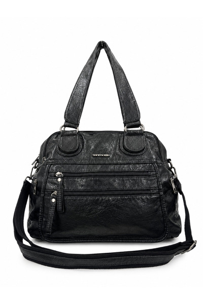niğde çanta Women's Imported Washed Leather Wide Handle Bag Sl-1011