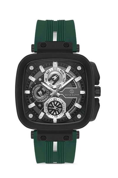 DAVID GUNER Men's Wristwatch Green Dial Black Plated Dg-8500Gd-Zf10