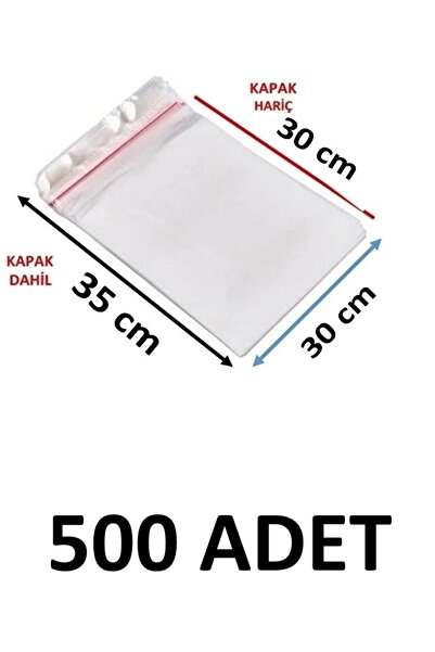 MTKardeşler 500 Pieces 30 X 30+5 cm Adhesive Transparent Opp Bags Dowry Bags