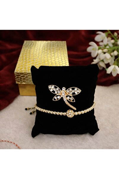 velve Set Fairy Crystal, brosa aurie cu cristale si bratara reglabila cu pand...