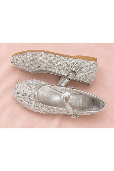 Turkuaz Ayakkabı Silver lace girl's ballet shoes