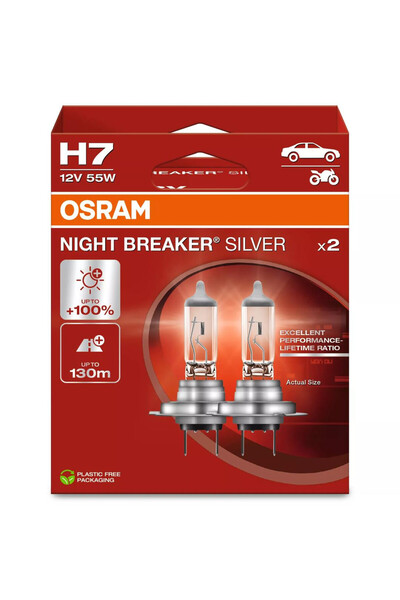 Osram Bec Night Breaker Silver H7 12V 55W PX26d Комплект 2 броя