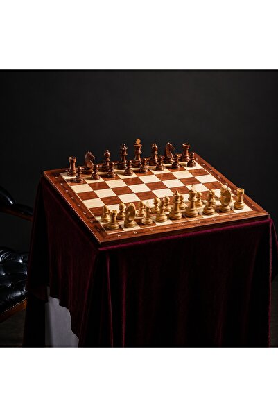 Sunrise Chess & Games German Staunton Acacia/Boxwood 3.5 chess pieces - doubl...