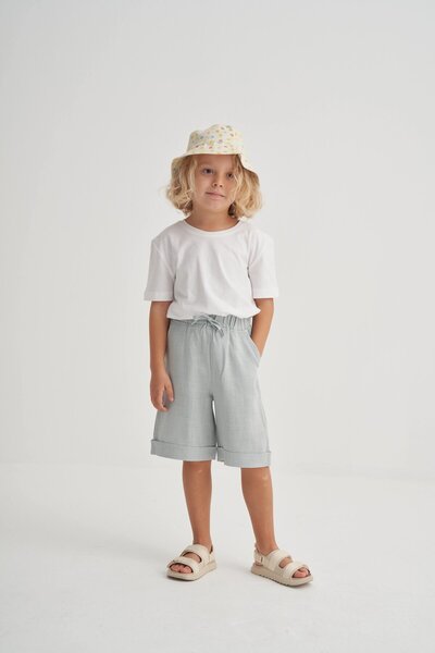 Cigit Sarh Linen Shorts 2-9 Years Blue