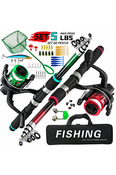 OricareFain Complete telescopic fishing Set 1.8 m with 2 fishing rods, reel, ...
