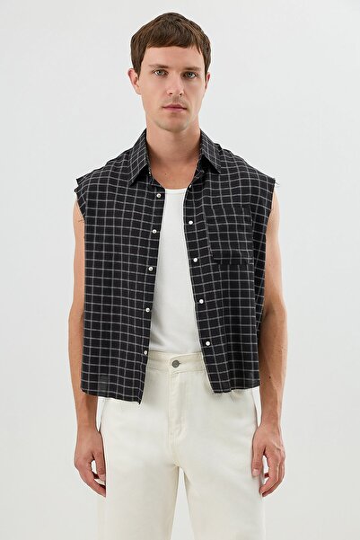 Antioch Black Boxy Fit Men's Sleeveless Shirt