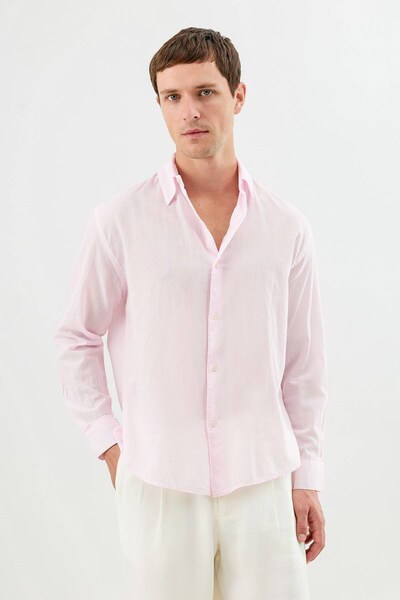 Antioch Pink Cotton Relax Fit Men's Shirt