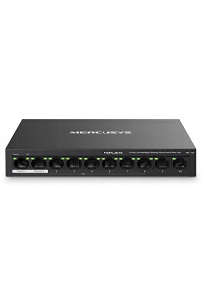 NO BRAND Switch MERCUSYS MS110P Fast Ethernet, 10 porturi, Funcție PoE+