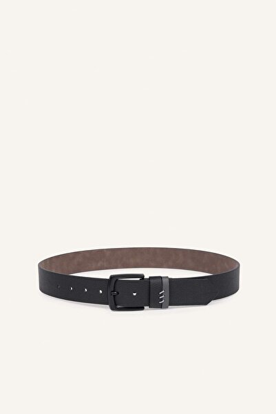 DeFacto Men's Rectangular Buckle Faux Leather Casual Black Belt I1311Axns