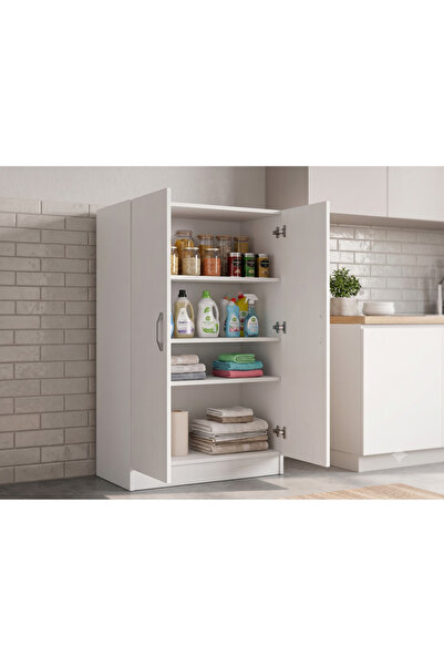 noyka furniture Çok Amaçlı Dolap 2 Kapaklı Beyaz Mutfak Dolabı Kiler Dolabı B...