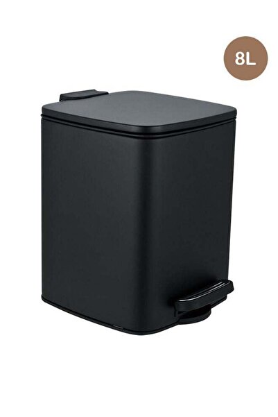 Trust Stainless Steel Trash Bin 8 Liter Black Anti-Fingerprint & Soft Close Lid