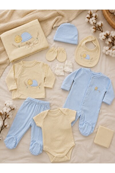 Pure Boutique Σετ ρούχων για νεογέννητα, 10 τεμάχια, με μπλε χελώνα, 100% Βαμ...