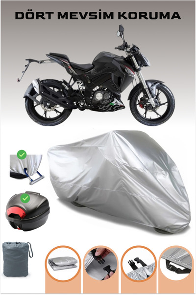 Breen Gray Topcase and Lock Compatible Water and Dust Proof Benelli 125-S Mot...