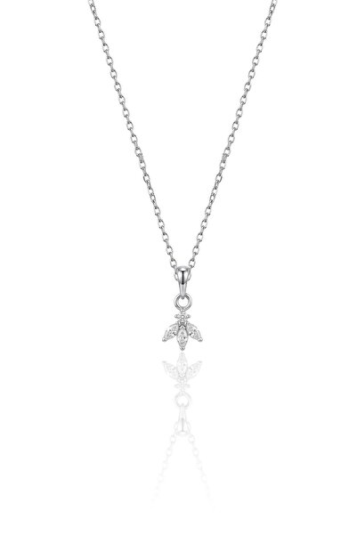 Söğütlü Silver 925 Ayar Gümüş Kolye Rodajlı Markiz Zirkon Taşlı Minimal Lotus...