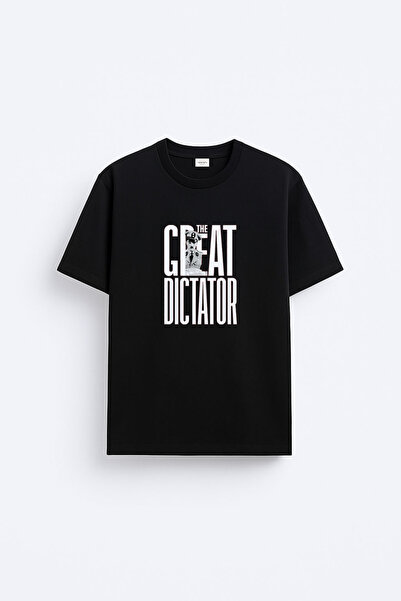 cesita Charlie Chaplin Printed Cotton Black T-Shirt T-Shirt