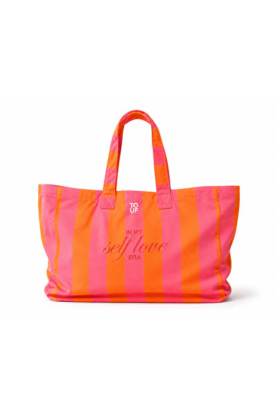 ToufBag Coral Striped Tote