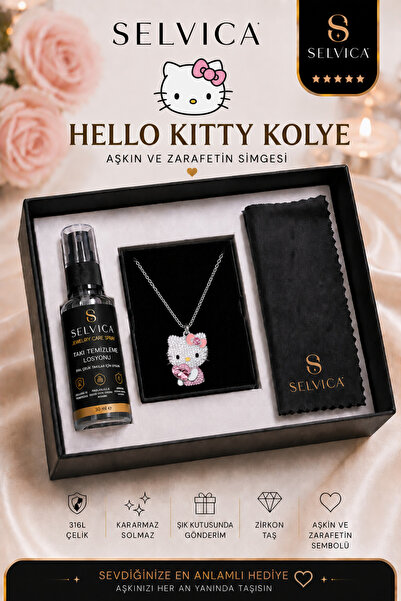 Selvica 316L Çelik Hello Kity Kolye Ve 316L Çelik Takı Temizleme Losyon Seti ...