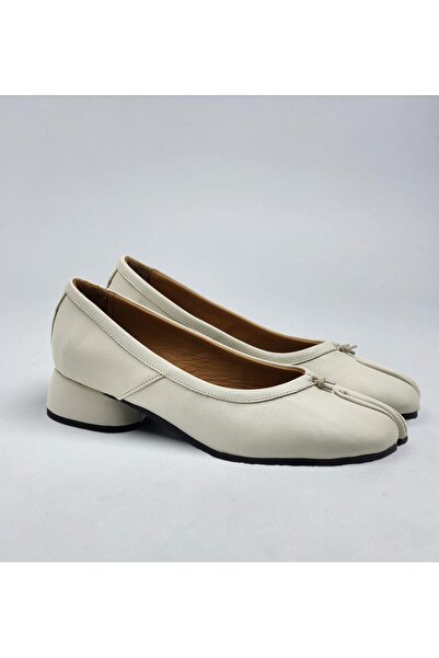 Ega ayakkabı Women's Genuine Leather Heeled Tabi Shoes