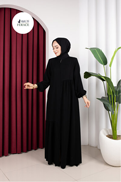 Işıltı Ferace Medina Silk Crossed Drawstring Asel Ferace (Asel)