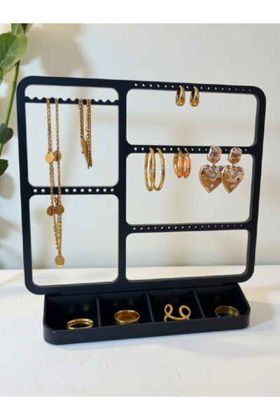 Fullment Aesthetic Desktop Jewelry Stand, Compartmentalized Earring and Ring ...