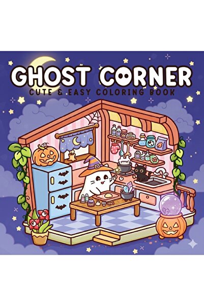 Ghost Corner 40 Sayfalık Boyama Kitabı-KALIN SAYFALAR ( 21 x 21 cm ) Çocuklar ve Yetişkinler İçin Uygun
