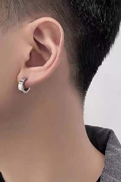 VeeShop Cercel punk cu clips, inel lat masiv, simplu
